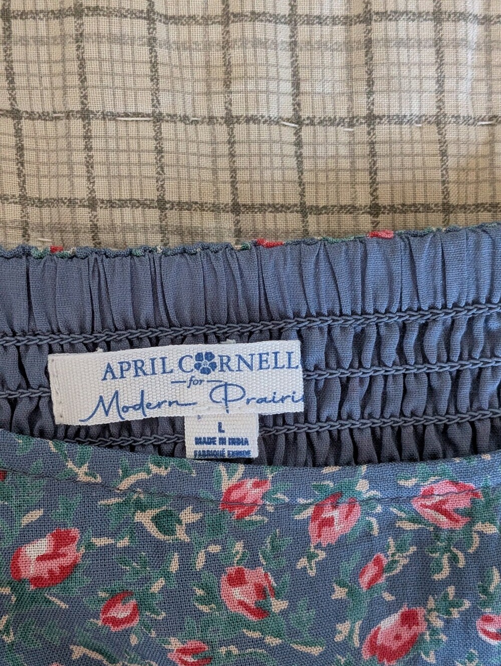 April Cornell Modern Prairie Rosebud Floral Dress Blue L - Picture 6 of 12